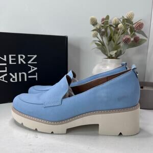 Naturalizer Darry Leather Platform Lug Sole Loafer Bluebell Women 9.5M